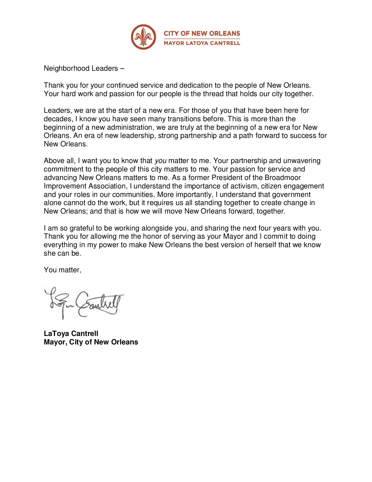 welcome to the neighborhood letter